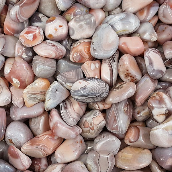 Pink Banded Agate Tumbled Stone