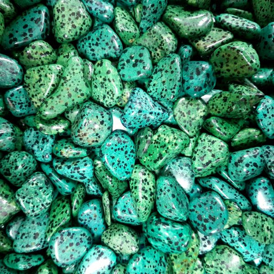 Green Dalmatian Tumbled Stone (Dyed)