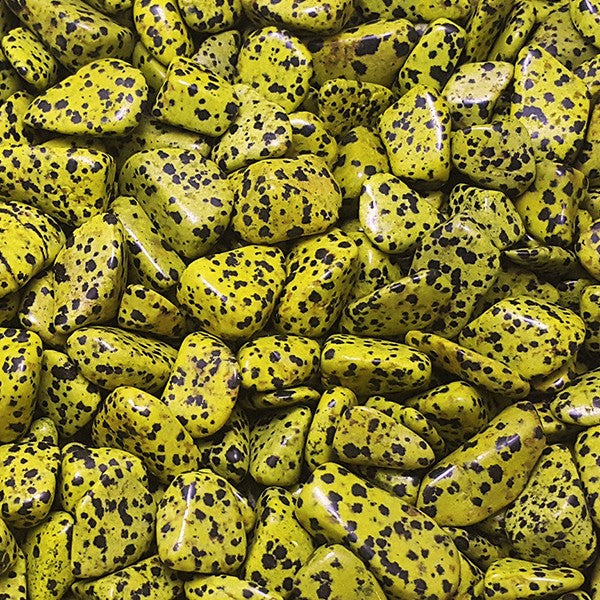 Yellow Dalmatian Tumbled Stones (Dyed)
