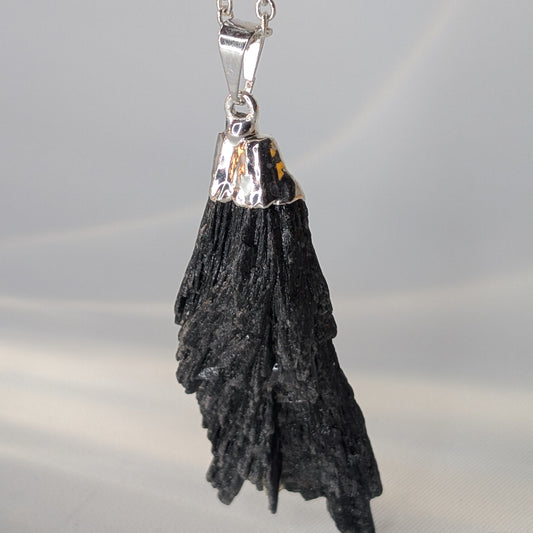 Raw Black Kyanite Pendant