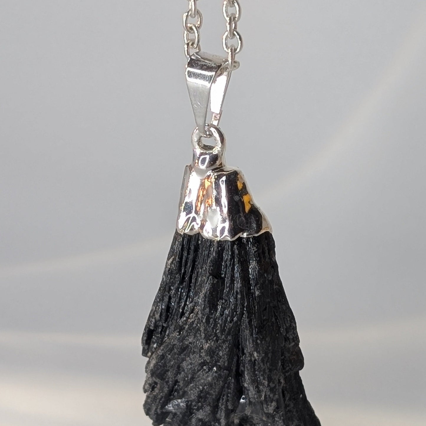 Raw Black Kyanite Pendant