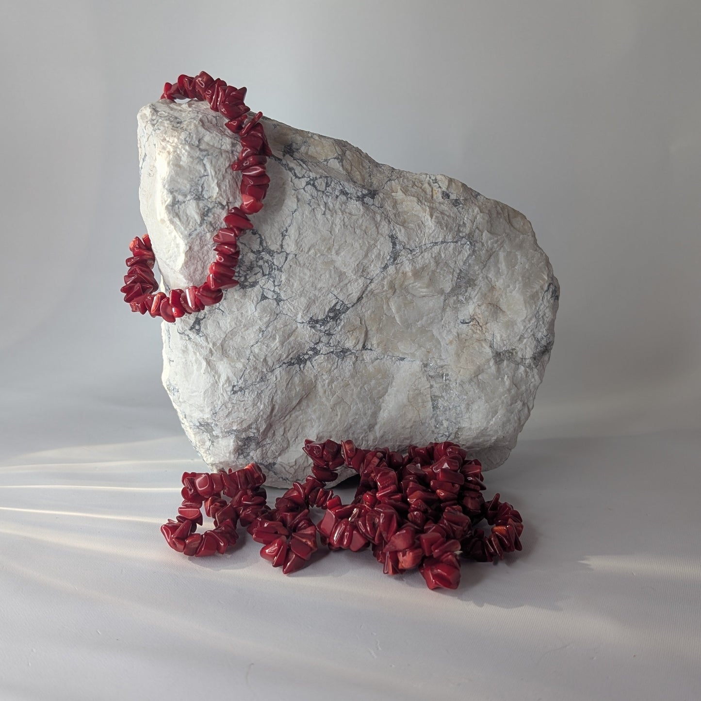 Red Coral Chip Bracelet