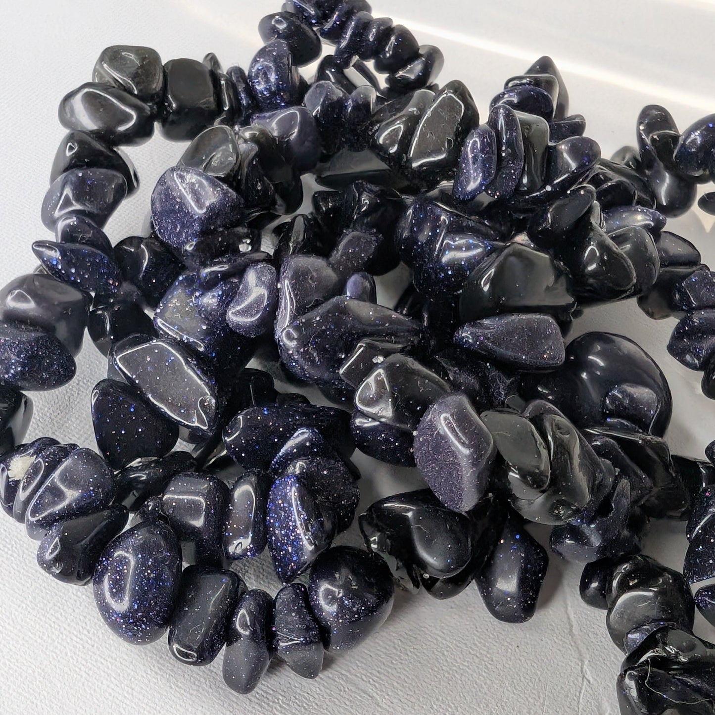 Blue Goldstone Chip Bracelet